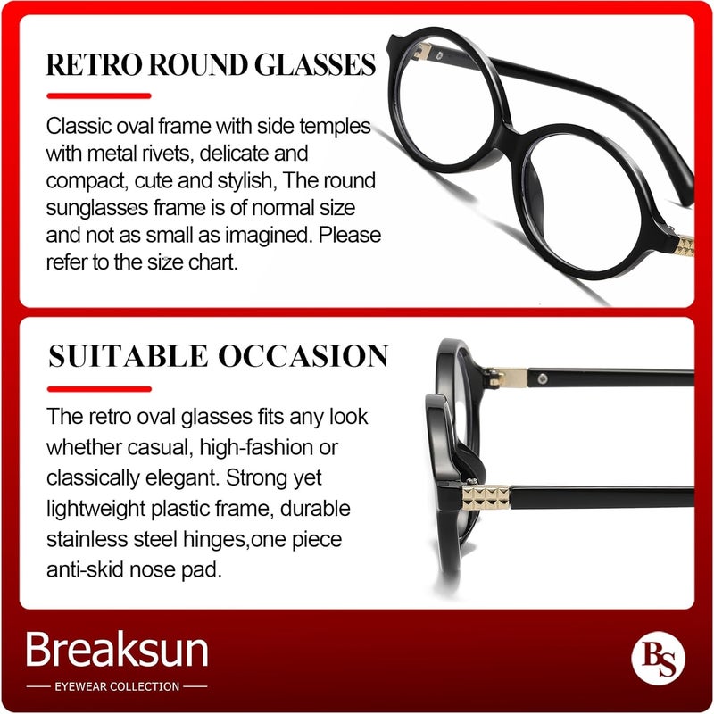 Breaksun Fashion Oval Glasses for Women Men Retro Round Tortoise Frame Blue Light Glasses Nerd Eyeglasses - Image 5
